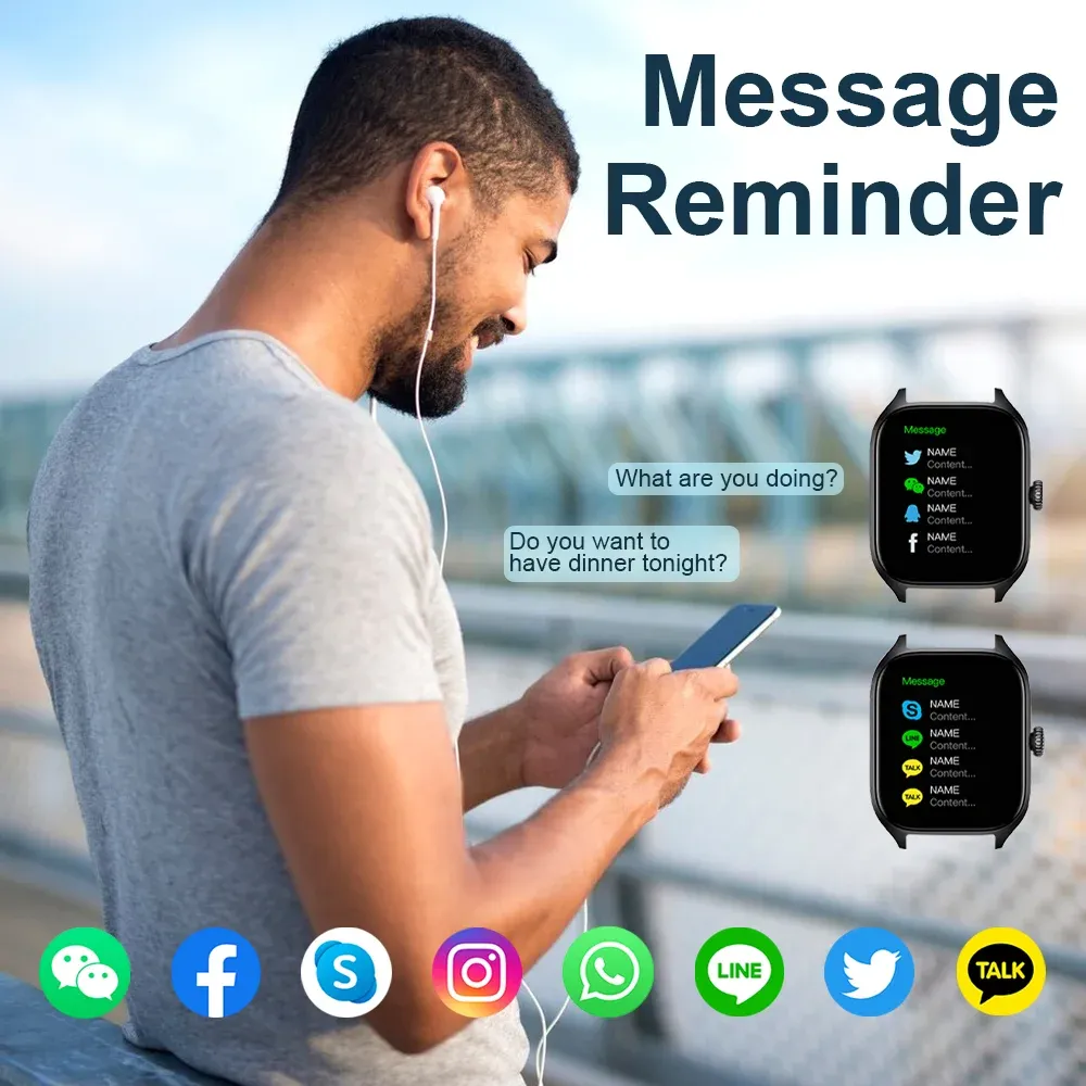 H9 Smartwatch Bluetooth Call Message Alert Heart Rate Monitor 2.01 Screen⌚