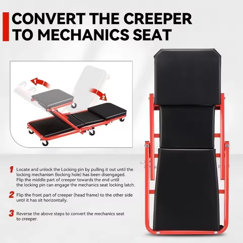 2 in 1 Mechanics Creeper Z Fold Rolling Garage Seat