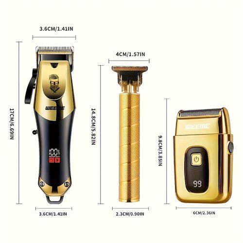 3Pcs Wireless Men's Hair Clipper & Beard Trimmer Set