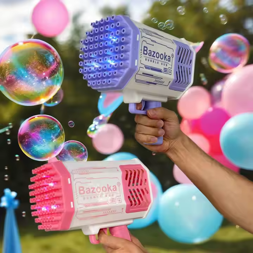 Automatic 69 Holes Launcher Rocket Blowing Bubble Gun MachineToy Electric Bubble toys
