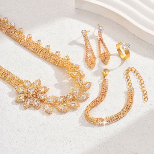 ✨Luxury Heavy Crystal Necklace Earrings Ring Gift Set