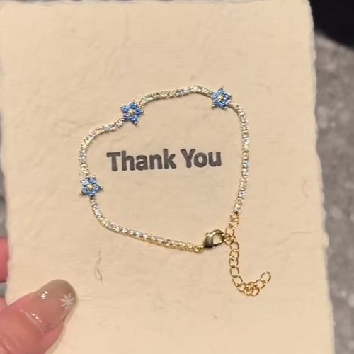 INS Hot Minimalist Jewelry Luxury Diamond Stack Colorful Three Flower Charm Gold Plated CZ Zircon Tennis Chain Bracelet Women