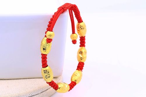 Braided gold bead luck - bringing bead bracelet, red - cord sand - gold bead braided bracelet, jewelry accessories
