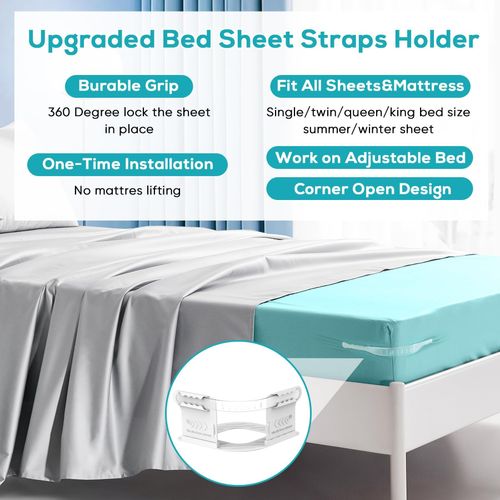 4pcs Set Heavy-Duty Bed Sheet & Duvet Cover Fasteners - Corner Tensioners with Invisible Card Slots Anti-Slip Bed Sheet Clips for Home Use