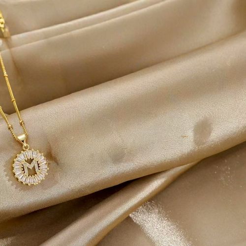 14K Gold-Plated Initial Pendant Necklace with Zircon Gemstones a Stylish Accessory for Men and Women Perfect for Parties Birthdays and Personalized Gifting