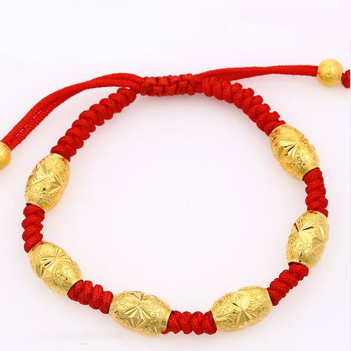 Braided gold bead luck - bringing bead bracelet, red - cord sand - gold bead braided bracelet, jewelry accessories