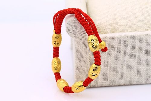 Braided gold bead luck - bringing bead bracelet, red - cord sand - gold bead braided bracelet, jewelry accessories