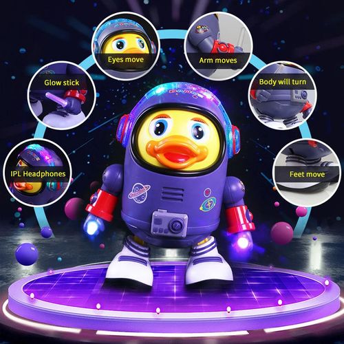 Dancing Space Duck: A Dynamic Musical Light-Up Electric Toy That Walks and Wiggles Left and Right, Suitable for Both Adults and Children