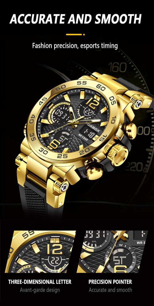 Luxury Men's Sports Wristwatch New LED Dual Display Waterproof Clock Alarm Quartz Digital Alloy Antique Fashion