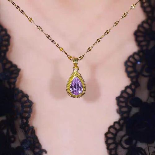 New style purple zircon teardrop necklace for women