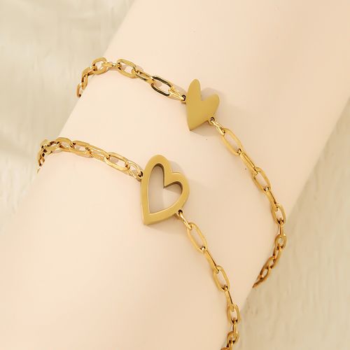 New style double-layer heart-shaped bracelet minimalist gold-colored adjustable in size