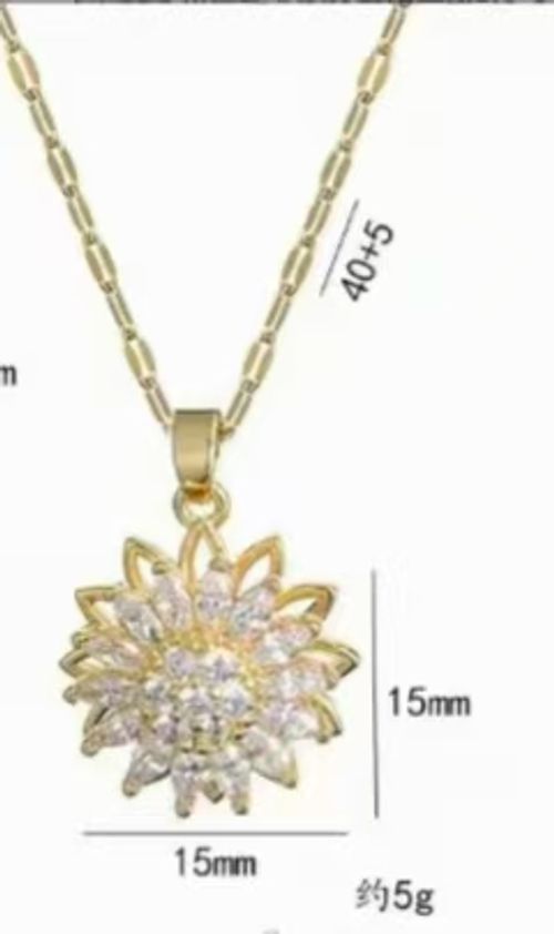 Minimalist Rotatable Sunflower Copper-Plated Zircon Necklace A Light Luxury High-End Accessory Jewelry