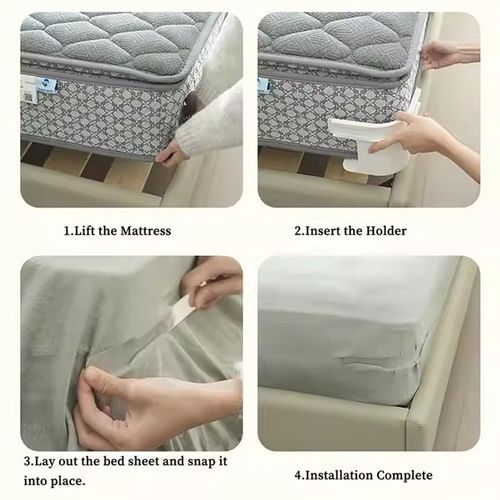 4pcs Set Heavy-Duty Bed Sheet & Duvet Cover Fasteners - Corner Tensioners with Invisible Card Slots Anti-Slip Bed Sheet Clips for Home Use