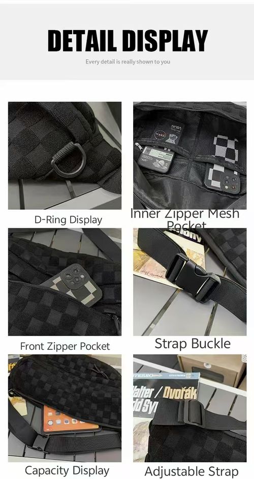 Large-capacity chest bag, men's crossbody bag, women's Japanese-style ins super popular trendy fanny pack, simple solid-color street bag