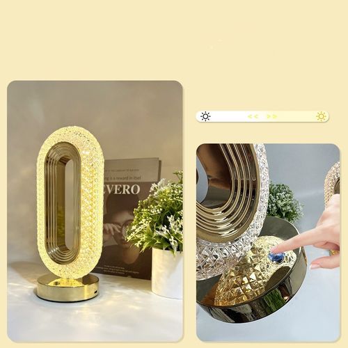 Fashion high-end crystal table lamp with three-color adjustable night light