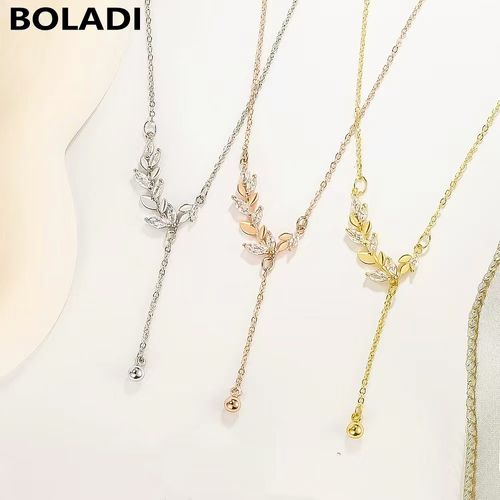 New Style High-End Wheat Ear Necklace for Women - Minimalist Design, Exquisite Leaf Tassel, Elegant Collarbone Chain, Light Luxury Style