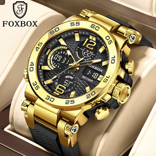 Luxury Men's Sports Wristwatch New LED Dual Display Waterproof Clock Alarm Quartz Digital Alloy Antique Fashion