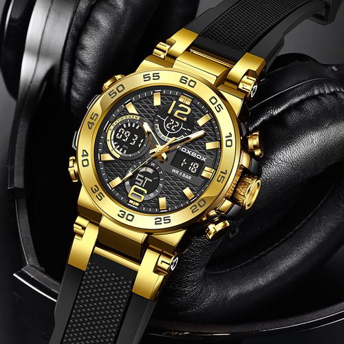 Luxury Men's Sports Wristwatch New LED Dual Display Waterproof Clock Alarm Quartz Digital Alloy Antique Fashion