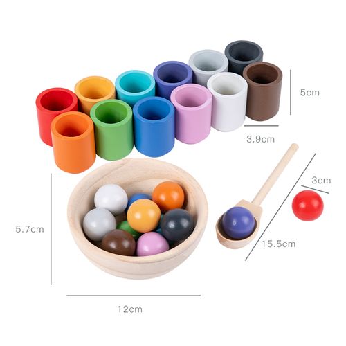 Montessori material wooden sorting machine game, new preschool range pastel set, counting ball cup, colored sorting ball pot box