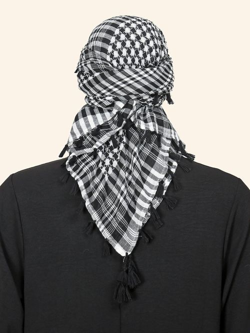 New style fashionable comfortable and breathable checkered national style tassel hijab shawl scarf square scarf