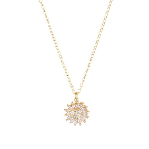 Minimalist Rotatable Sunflower Copper-Plated Zircon Necklace A Light Luxury High-End Accessory Jewelry