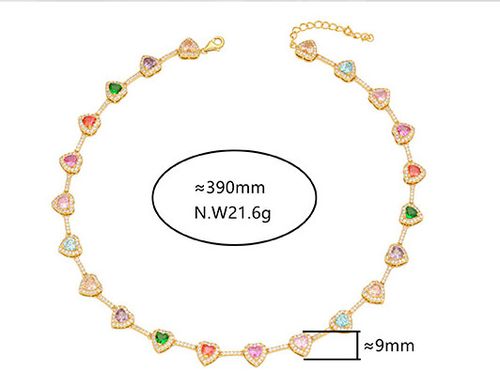 New hot-selling 18k gold-plated non-fading ethnic necklace Ins style heart zircon beaded necklace