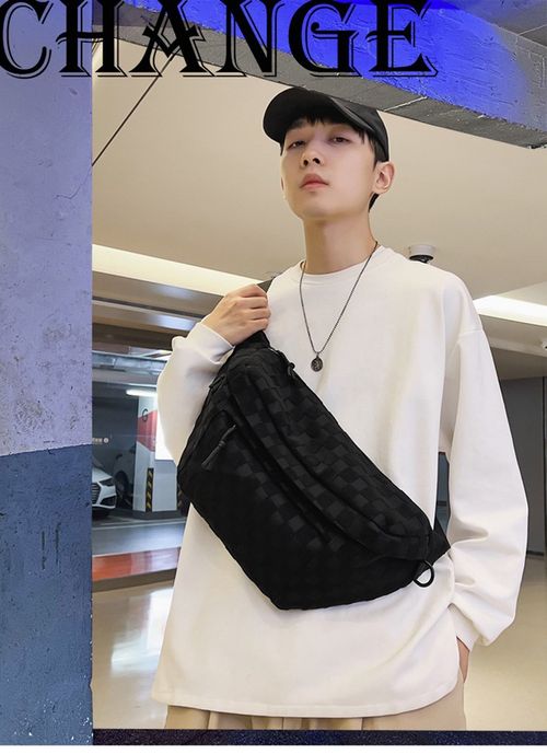 Large-capacity chest bag, men's crossbody bag, women's Japanese-style ins super popular trendy fanny pack, simple solid-color street bag