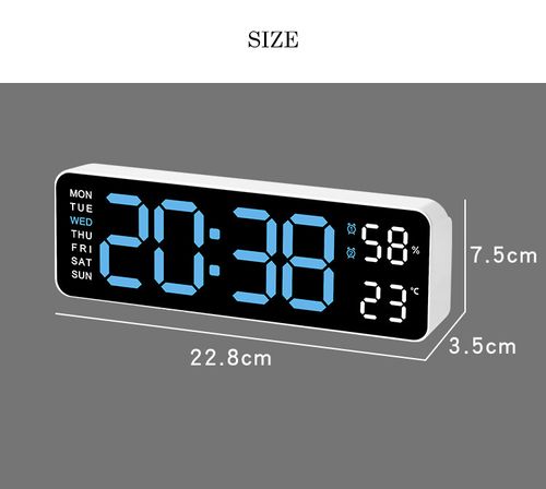 Multi-functional LED Digital Clock 2 Set Alarm Date Temperature Week Display USB-Powered Wall Clocks