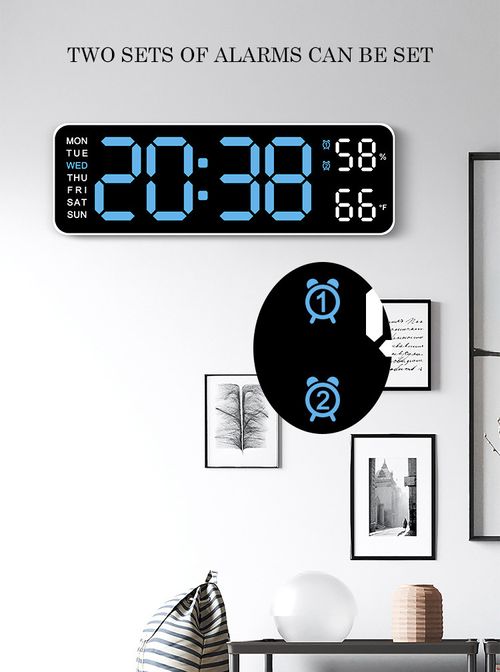 Multi-functional LED Digital Clock 2 Set Alarm Date Temperature Week Display USB-Powered Wall Clocks