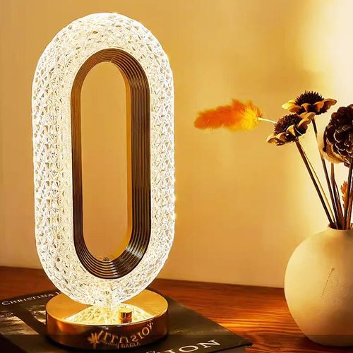 Fashion high-end crystal table lamp with three-color adjustable night light