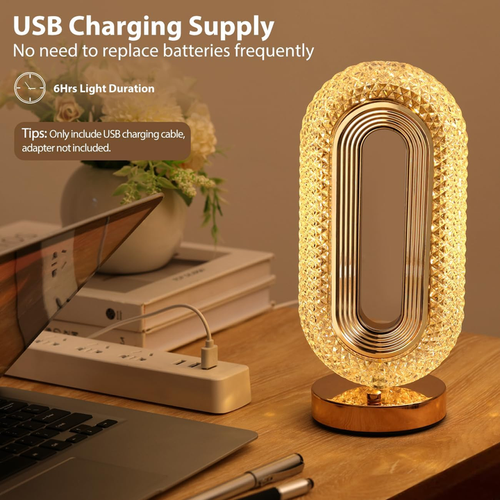 Fashion high-end crystal table lamp with three-color adjustable night light