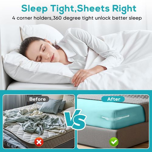 4pcs Set Heavy-Duty Bed Sheet & Duvet Cover Fasteners - Corner Tensioners with Invisible Card Slots Anti-Slip Bed Sheet Clips for Home Use