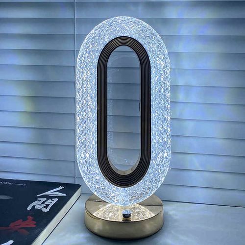 Fashion high-end crystal table lamp with three-color adjustable night light