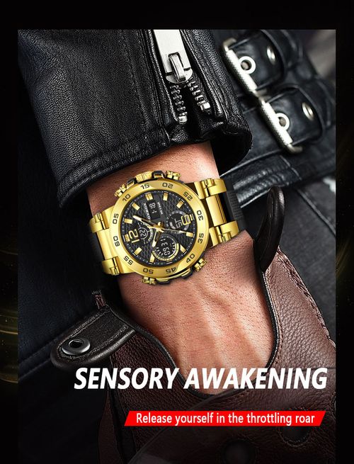 Luxury Men's Sports Wristwatch New LED Dual Display Waterproof Clock Alarm Quartz Digital Alloy Antique Fashion