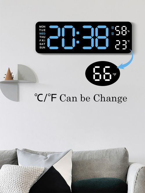 Multi-functional LED Digital Clock 2 Set Alarm Date Temperature Week Display USB-Powered Wall Clocks