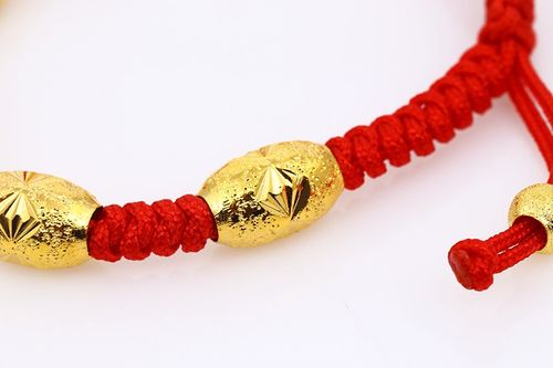 Braided gold bead luck - bringing bead bracelet, red - cord sand - gold bead braided bracelet, jewelry accessories