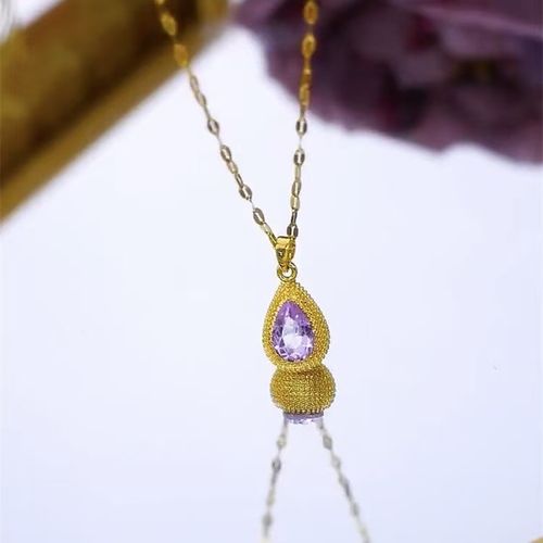 New style purple zircon teardrop necklace for women