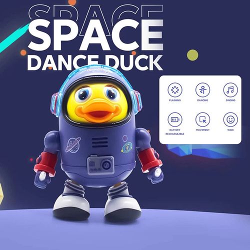 Dancing Space Duck: A Dynamic Musical Light-Up Electric Toy That Walks and Wiggles Left and Right, Suitable for Both Adults and Children