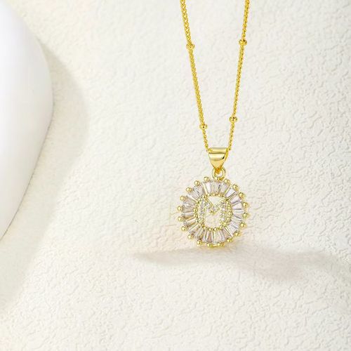 14K Gold-Plated Initial Pendant Necklace with Zircon Gemstones a Stylish Accessory for Men and Women Perfect for Parties Birthdays and Personalized Gifting