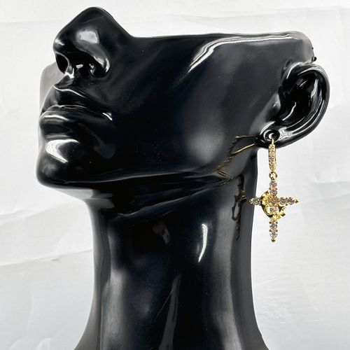 Fashion Jewelry Cross Drop Earrings High Quality Earrings Sparkling Zircon Crown Pendant Hoop Earrings