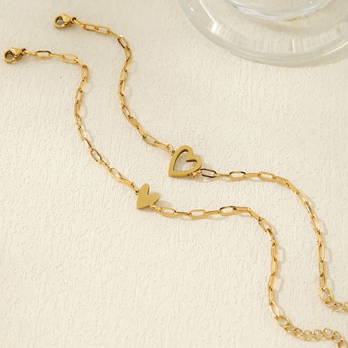 New style double-layer heart-shaped bracelet minimalist gold-colored adjustable in size