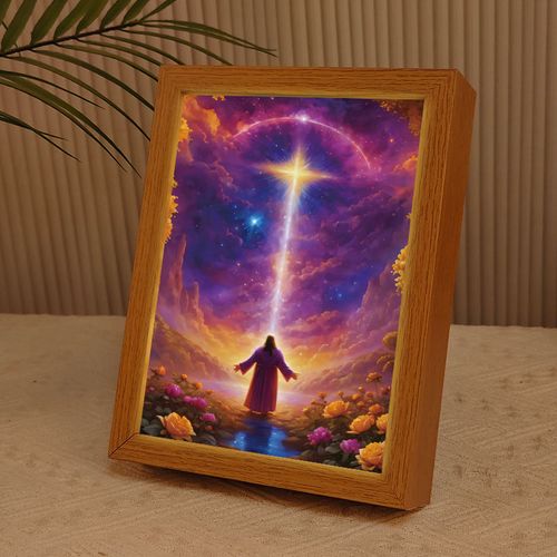 Inspired Jesus LED Painting Birthday Christian Gift Jesus Wood Frame for Living Room Bedroom Church Home
