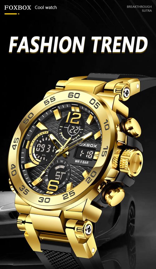 Luxury Men's Sports Wristwatch New LED Dual Display Waterproof Clock Alarm Quartz Digital Alloy Antique Fashion