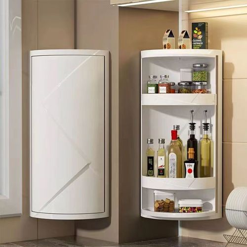 Multi - purpose Rotating Corner Storage Rack For Kitchen & Bathroom Ideal for Spices Seasonings Shower Gel Soap Cosmetics Countertop or Wall - Mounted Triangular Organizer