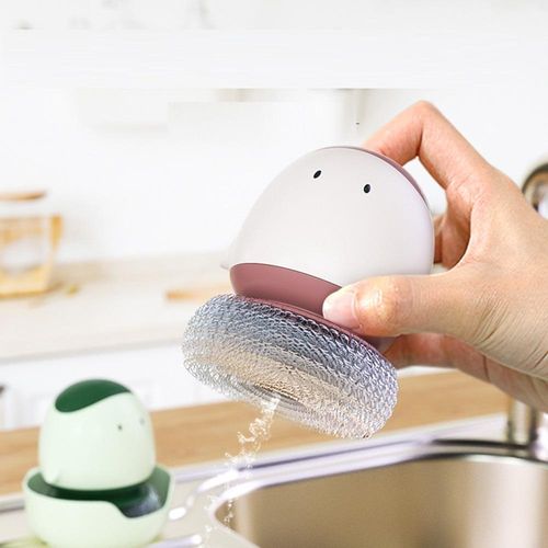 Kitchen scrubbing brush short handle cleaning brush dishwashing fiber ball with handle cleaning brush