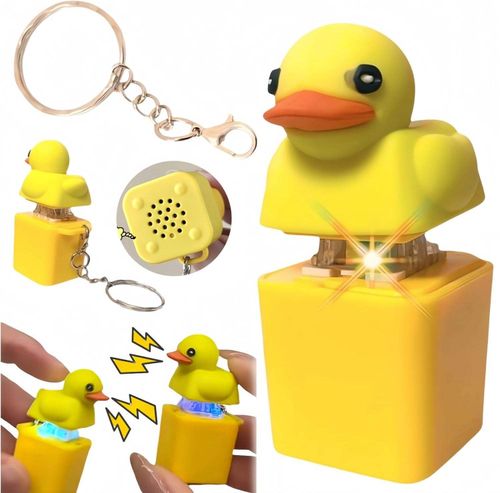 New style little yellow duck decompression button game electronic same-style sounding keychain, press-to-sound pendant toy