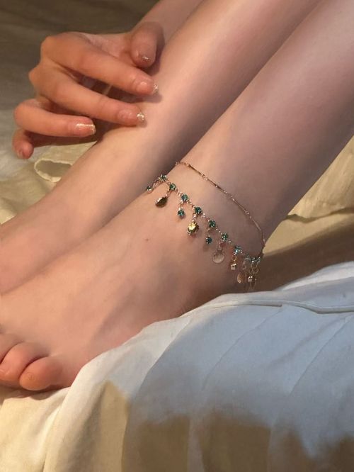 Blue Love Ultra-Shiny Double-Layer Shell Anklet for Women, Summer Vibe Layerable Clavicle Chain, Tassel Necklace & Delicate Foot Chain