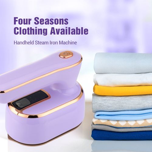 Foldable handheld hanging ironing machine with large steam iron and wet and dry ironing function