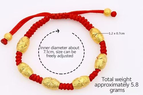 Braided gold bead luck - bringing bead bracelet, red - cord sand - gold bead braided bracelet, jewelry accessories