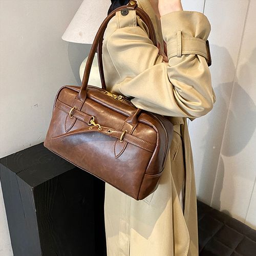 New Women's Retro Large Capacity Boston Pillow Bag Fashion Underarm and Shoulder Bag Spring Summer Portable Commuter